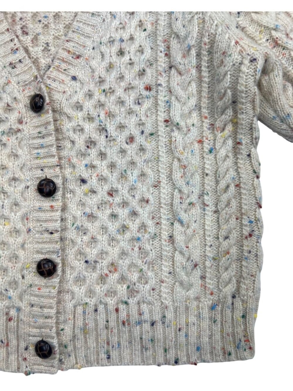 Rails Isla Cardigan Women's XS Cream Confetti Wool Blend Puff Sleeve Cropped - Picture 4 of 13